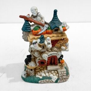 VTG‎ 90s Y2K Ceramic Haunted House Skeleton Reaper Ghost Halloween